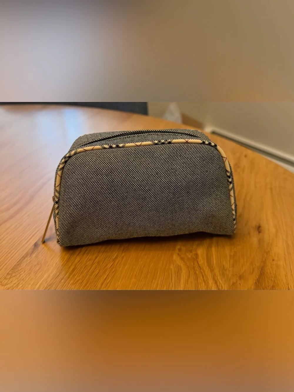 Authentic Burberry House Check Canvas Cosmetic Pouch - Black/White Zip